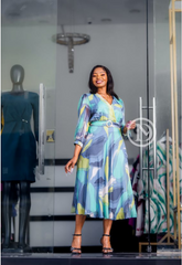 Multi-colored chiffon dress